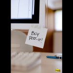 ¡Comprar Post-it! (Nota “parche”). Publicidad de 3M.
