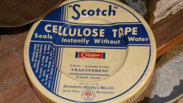 Antigua lata de cinta Scotch de Celofán, fabricada por la Minnesota Mining and Mfg. Co.