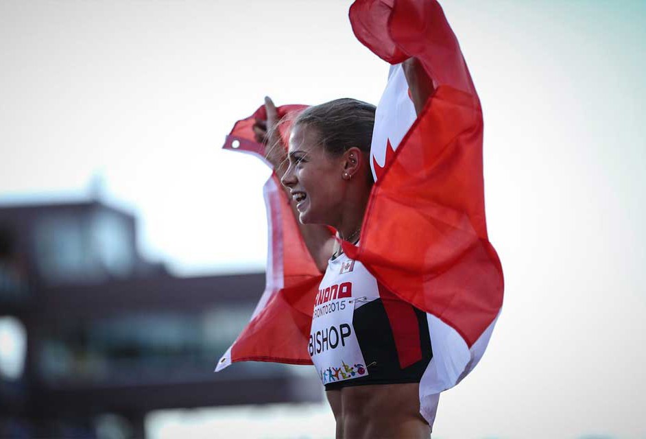 La corredora canadiense Melissa Bishop, oro en 800 metros llanos.