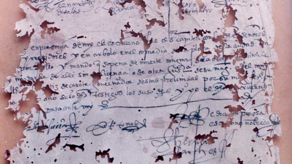 Fragmento del Acta de Fundación de la ciudad de Santa Fe de la Vera Cruz, 1573.