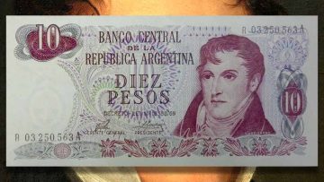 Manuel Belgrano en el billete de $10 Ley 18.188.