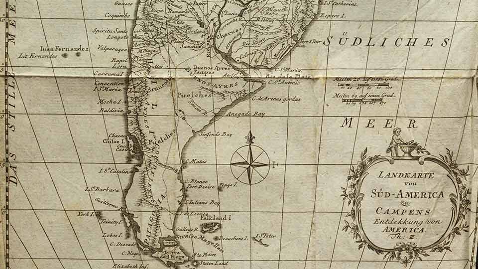 América del Sur según un mapa de 1782.
